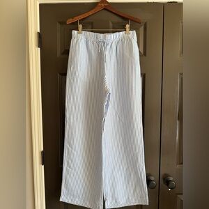 H&M Light Blue and White Striped Wide Leg Pants